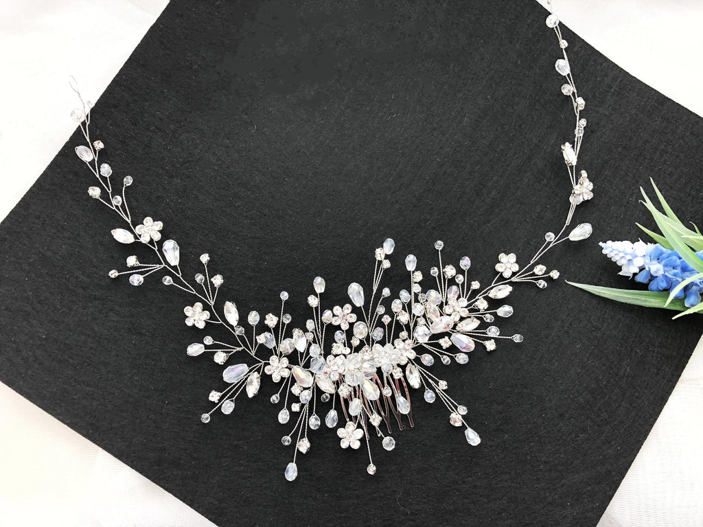Vintage Rose Gold Silver Wedding Accessories Bridal Headwear Shiny Crystal Hair Comb Elegant Banquet for Women