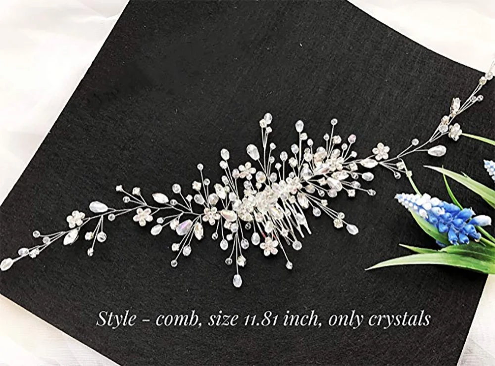 Vintage Rose Gold Silver Wedding Accessories Bridal Headwear Shiny Crystal Hair Comb Elegant Banquet for Women