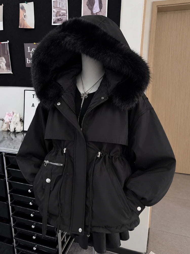 2026 Spring Retro Faux Fur Coats Women 2000s American Vintage Jackets Harajuku Gotihc Punk Clothing Jean Parkas Female Outwear