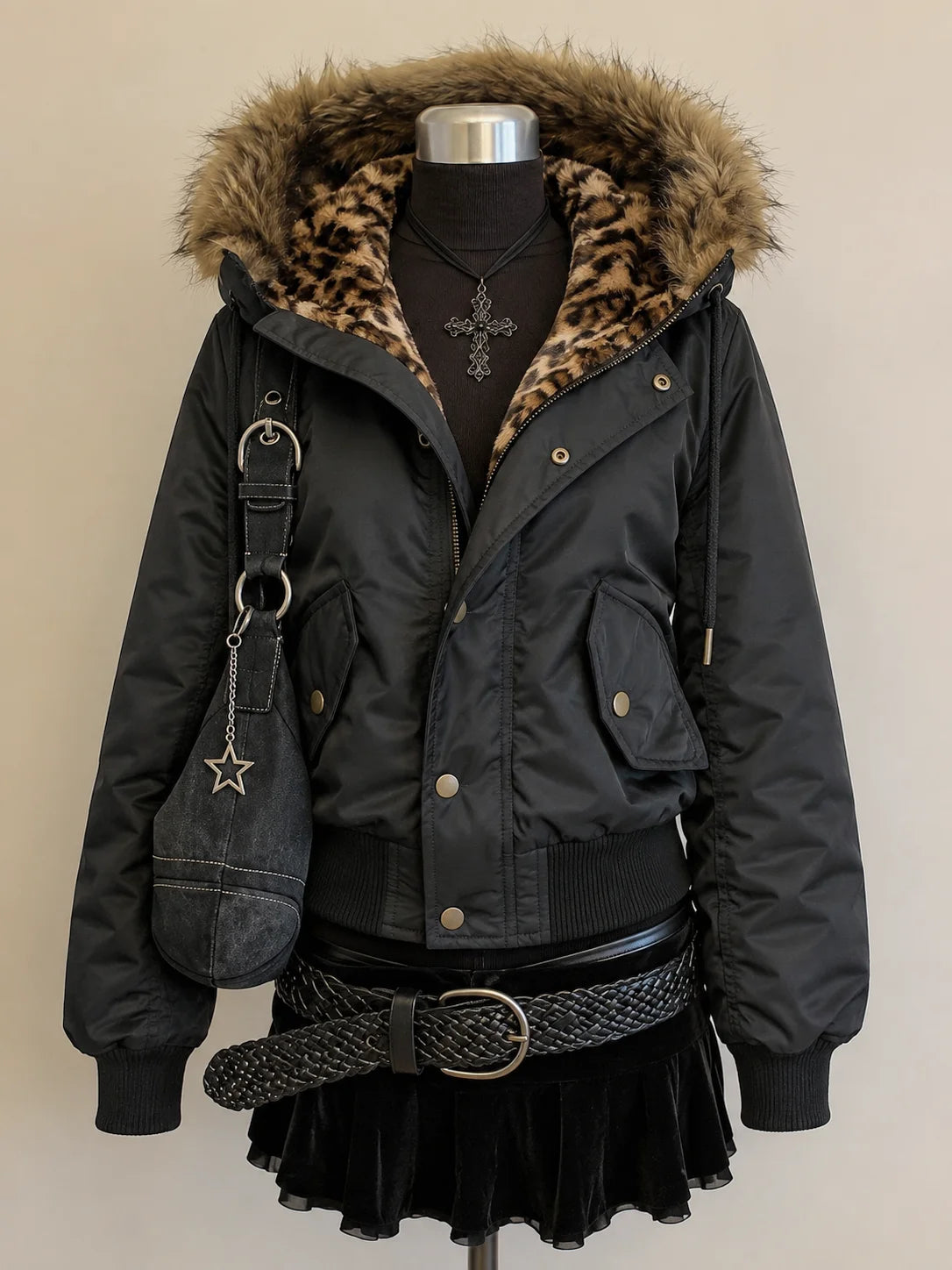 2026 Spring Retro Faux Fur Coats Women 2000s American Vintage Jackets Harajuku Gotihc Punk Clothing Jean Parkas Female Outwear