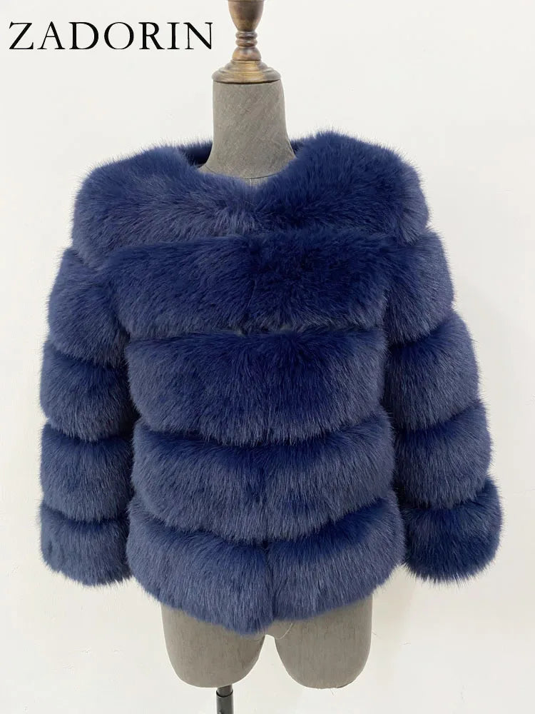 ZADORIN S-6XL Mink Coat Winter Black White Faux Fur Coat Woman Elegant Fluffy Faux Fur Jacket Top Short Fur Coats Woman Clothing