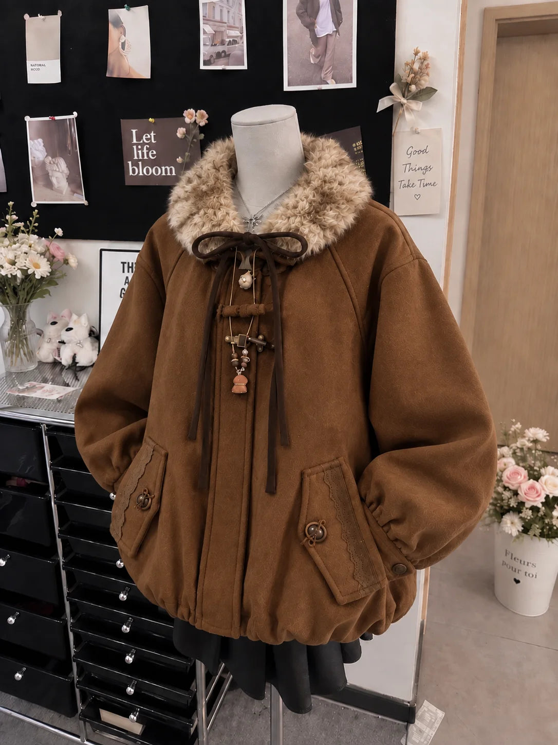 2026 Spring Retro Faux Fur Coats Women 2000s American Vintage Jackets Harajuku Gotihc Punk Clothing Jean Parkas Female Outwear