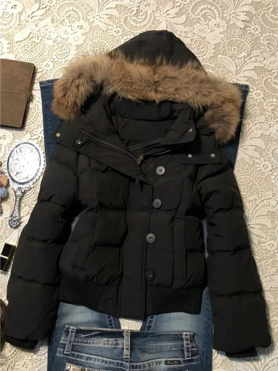2026 Spring Retro Faux Fur Coats Women 2000s American Vintage Jackets Harajuku Gotihc Punk Clothing Jean Parkas Female Outwear