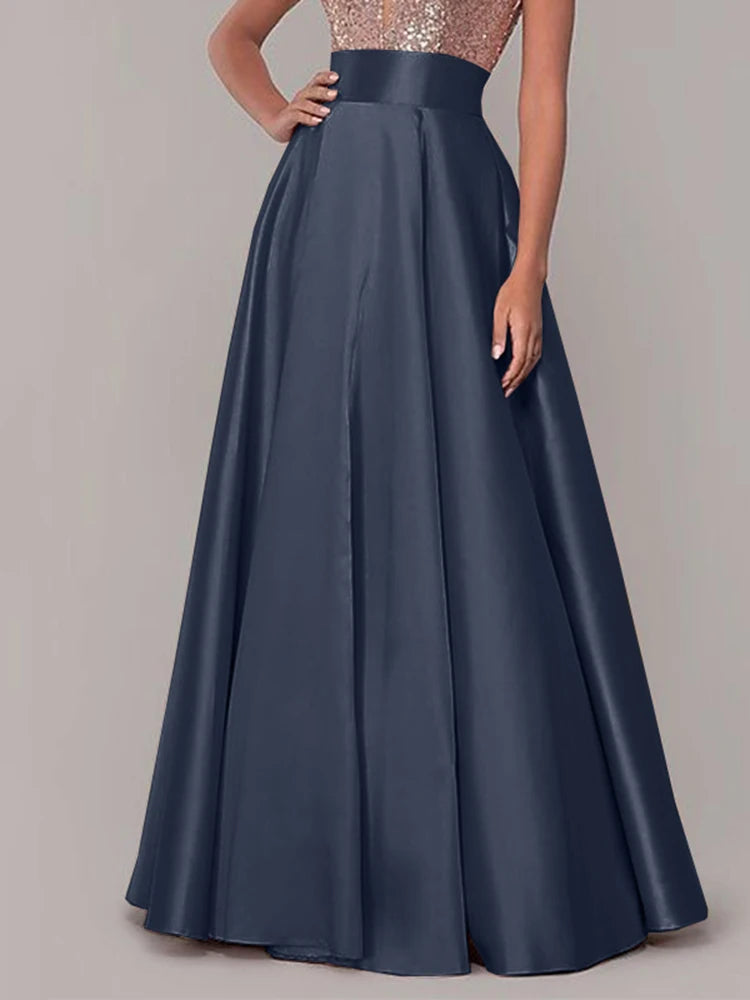 ZANZEA Elegant High Waist Satin Party Skirts Jupe Summer Women Maxi Long Skirts A-line Sundress Work OL Maxi Vestido Faldas Saia