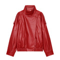 TFMLN Chic Black Faux Leather Jackets Women Long Sleeve Buttons Elastic Oversized Coats Fashion 2025 Autumn Winter Streetwear