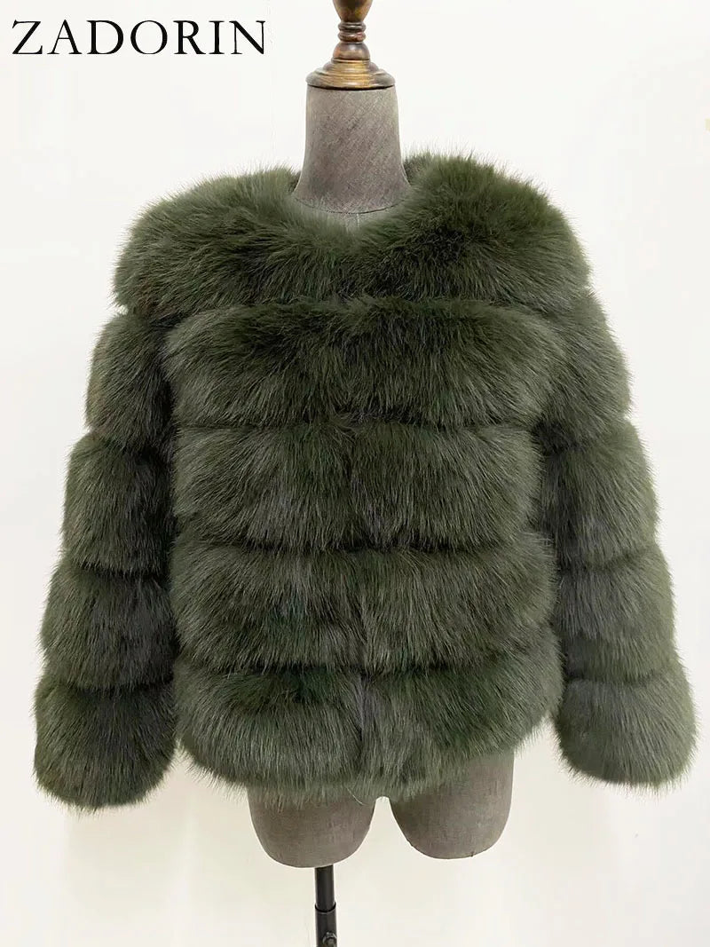 ZADORIN S-6XL Mink Coat Winter Black White Faux Fur Coat Woman Elegant Fluffy Faux Fur Jacket Top Short Fur Coats Woman Clothing